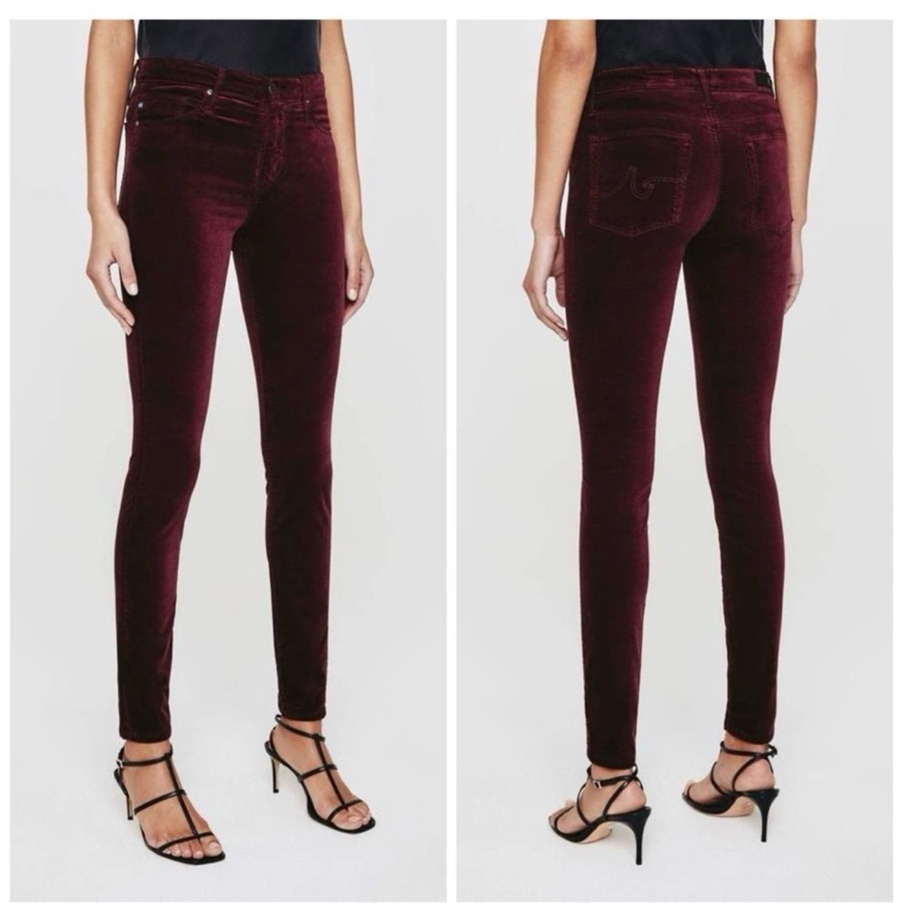 🚩Ag Adriano Goldschmied Women's "The Farrah" Velvet Strait Leg Pants